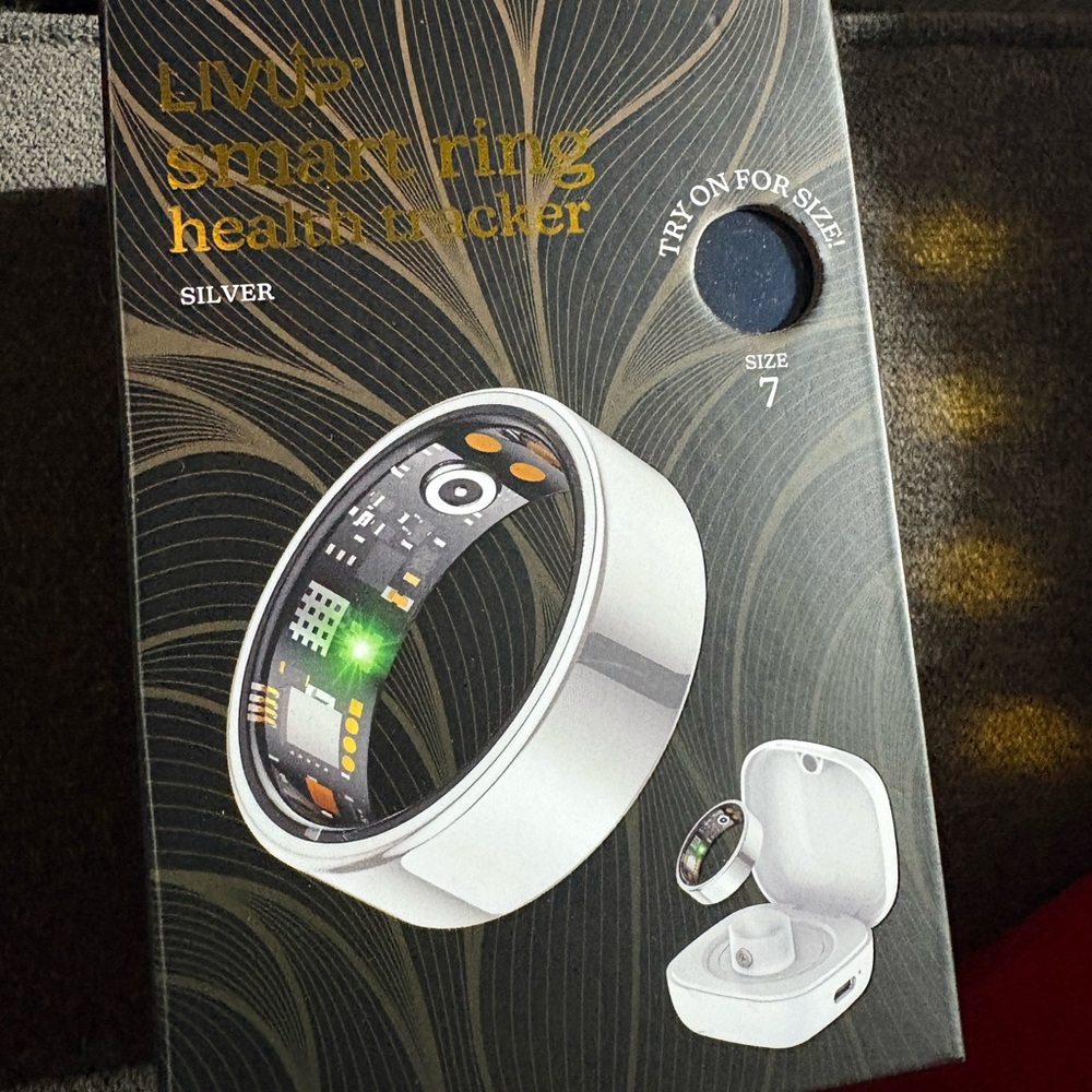 Silver Smart Ring with Health Monitoring